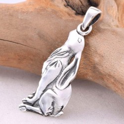 Moongazing Hare Sterling Silver Pendant